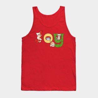 Joy Christmas Cat Art Tank Top